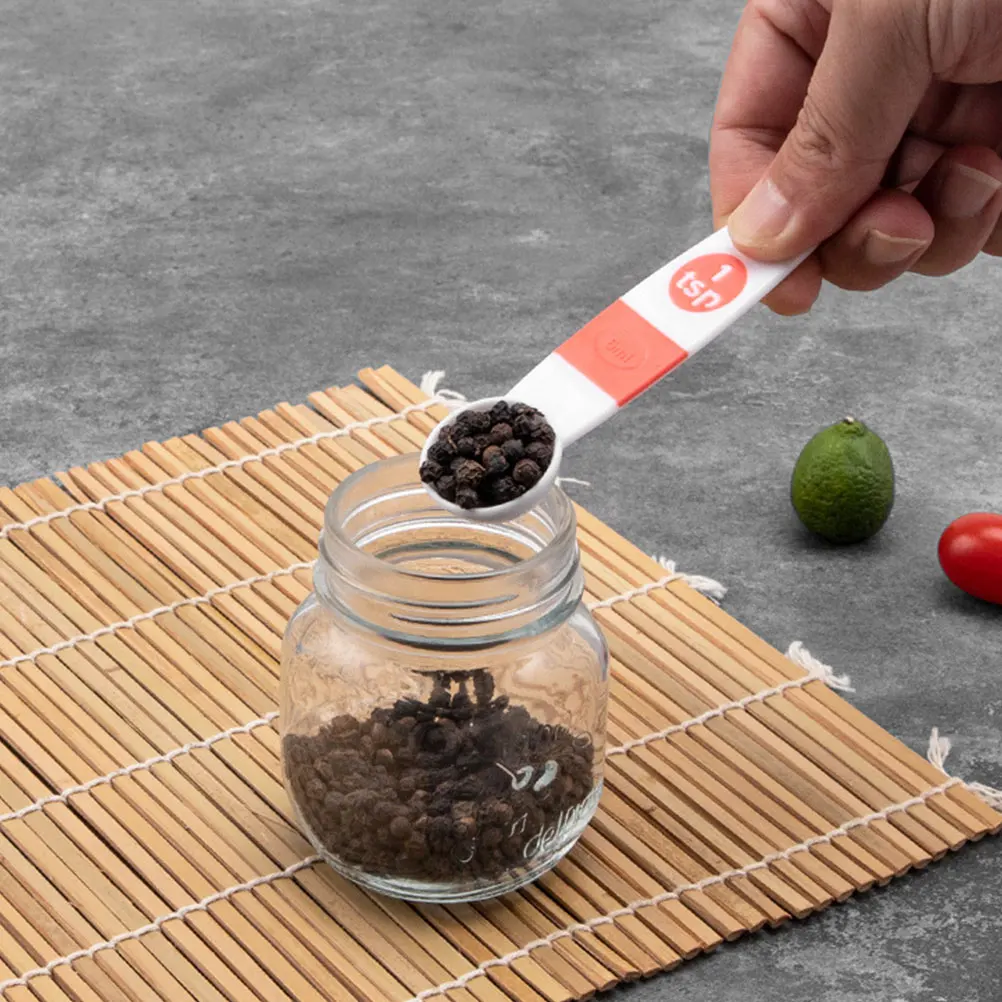 

1 Set Baking Measuring Spoons Cups Kit 6-Piece Reusable Plastic Precision Tools For Coffee Milk Ratio Portable Nesting Design