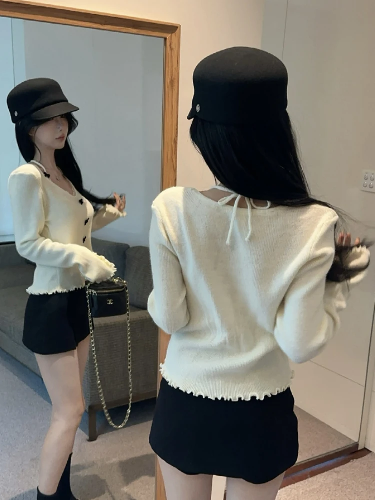 Skinny T-shirts Women Lace Patchwork Fake Two Pieces Designed Gentle Aesthetic Y2k Tops Elegant All-match Bow Korean Fashion