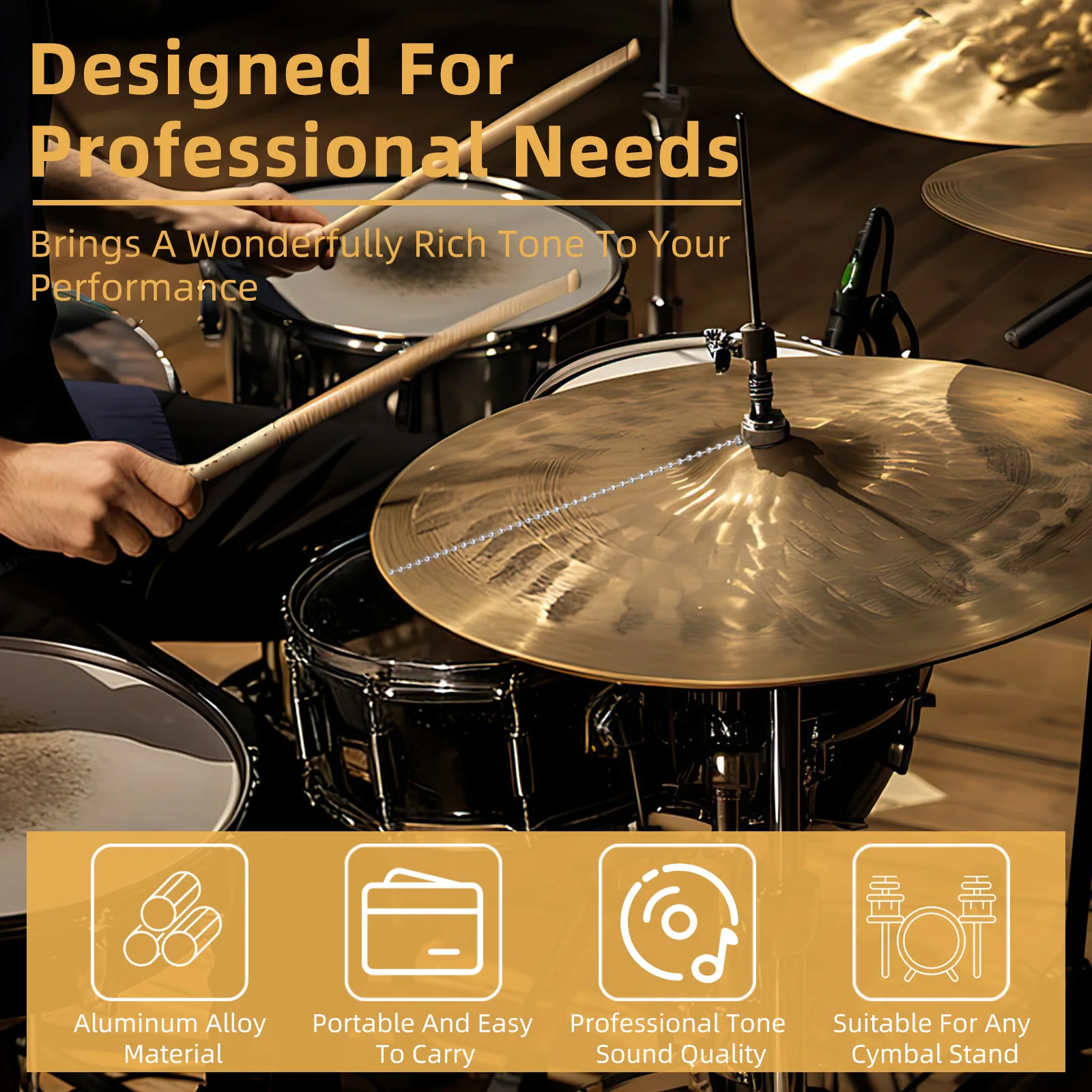 

Cymbal Sizzler Chain Aluminum Alloy Strong Flexible Extension for Drum Kit Ride Crash Effect Jazz Drum Cymbal Rattler