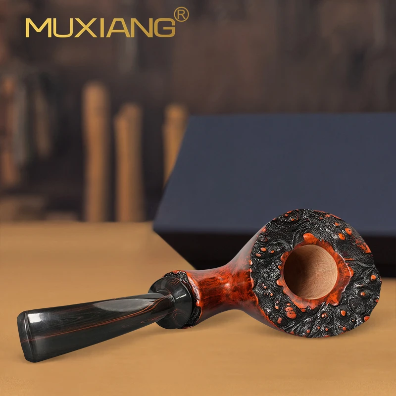 MUXIANG handmade Briar Tobacco Pipes Hand Carved Pipes Cumberland Mouthpieces Free Style Pipes Christmas Gift smoking wood pipe