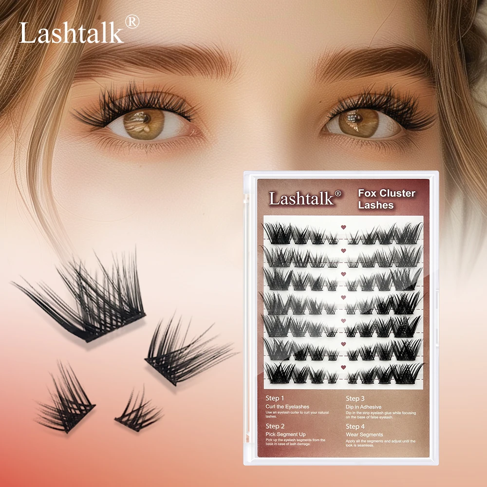 

Lashtalk DIY False Lashes 'Fox Cluster Lashes' Mix6-14mm 56 Clusters Full Volume Feather-Light Daily Easy to Apply From Nagaraku