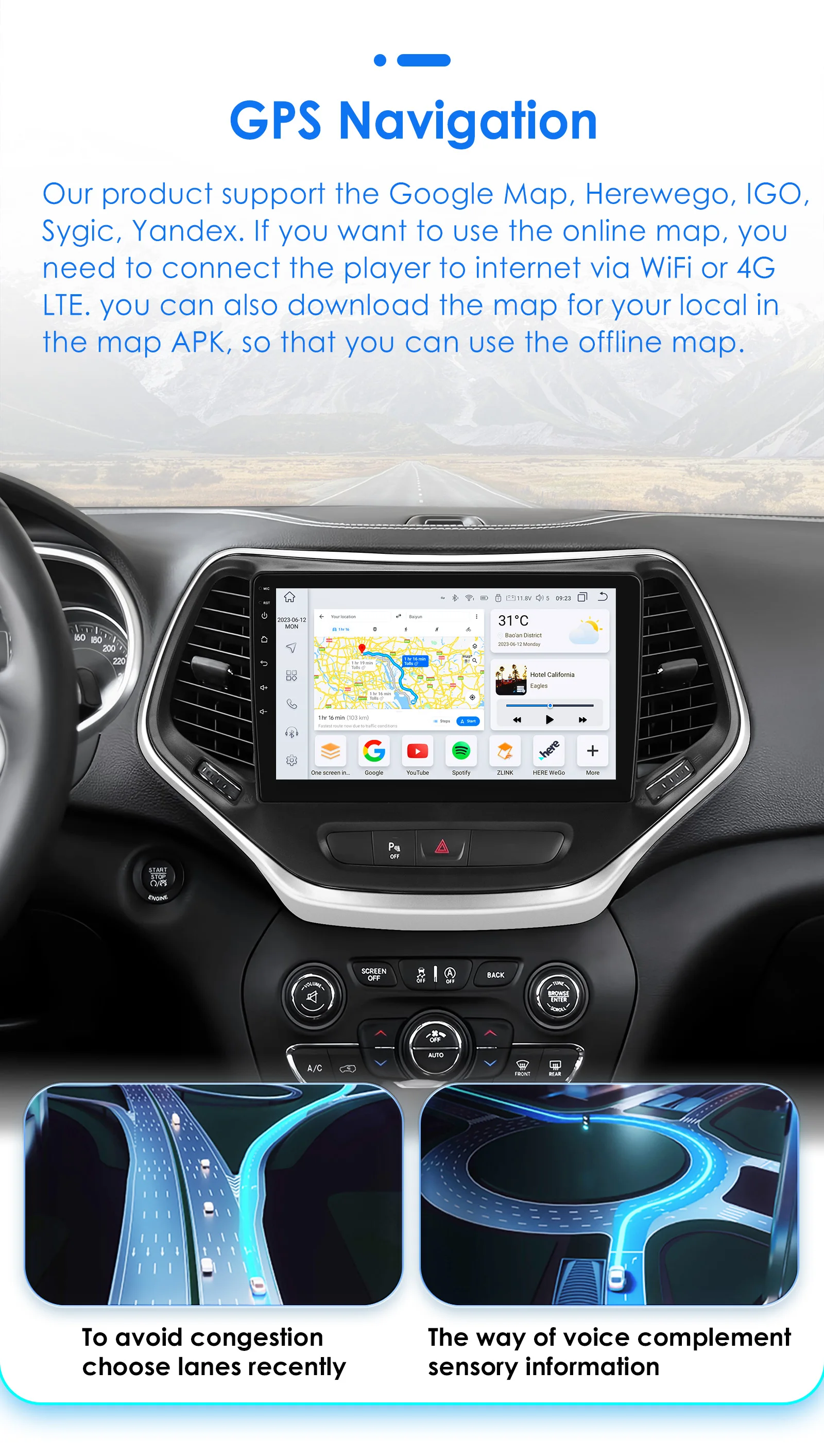 Android car radio for Jeep Cherokee KL photo