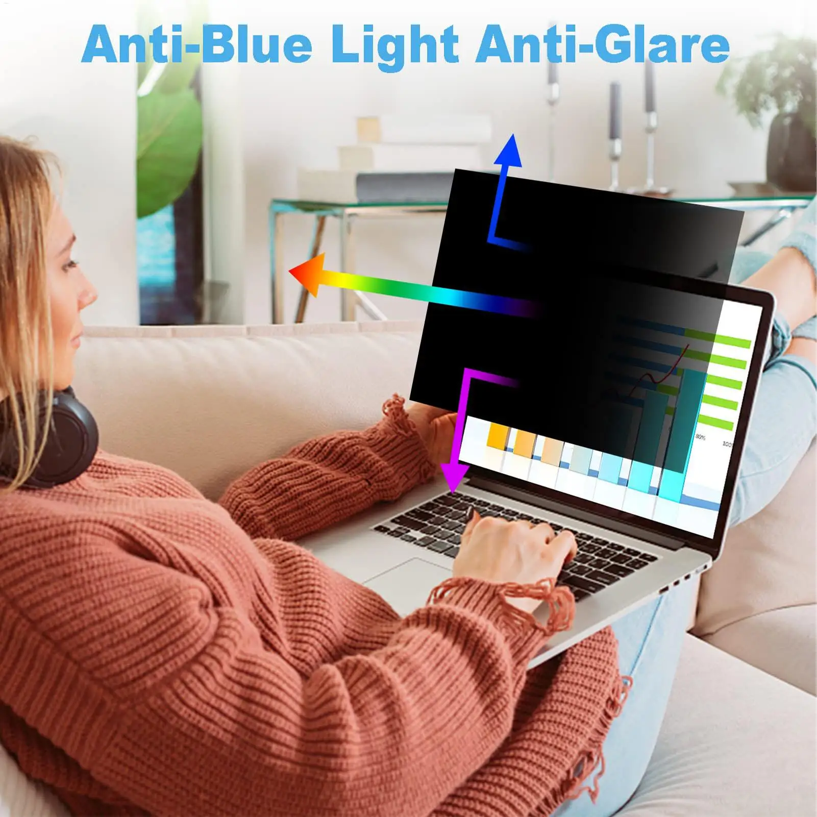Privacy Screen for Laptop Computer Screen Privacy Shield Removable Anti-Scratch Protector Film for Computer Monitor and Laptop