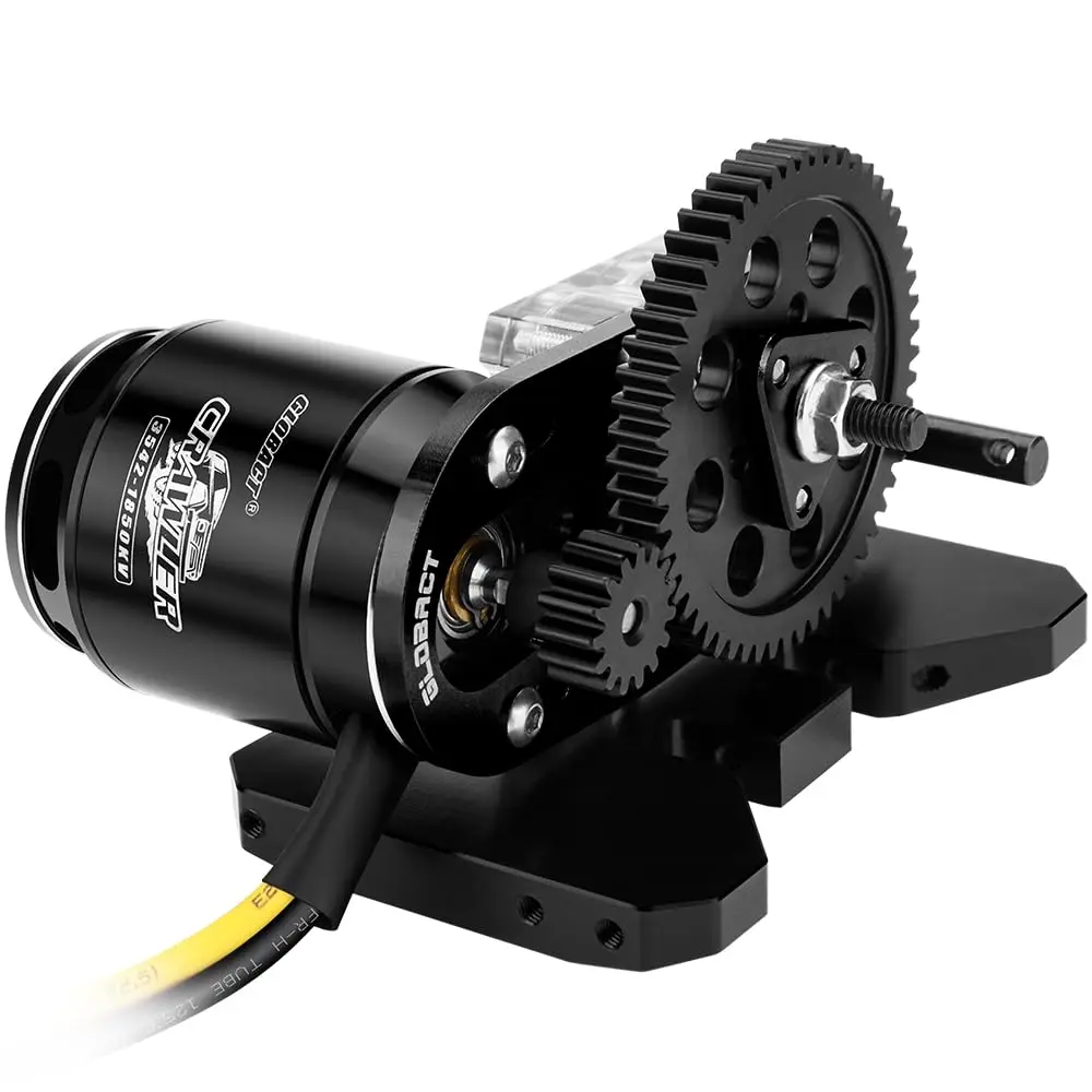 GLOBACT Acrílico LCG 2. Caja de cambios Overdrive de baja transmisión con placa protectora y engranaje de motor 15T para kit 1/10 AXIAL SCX10 I II