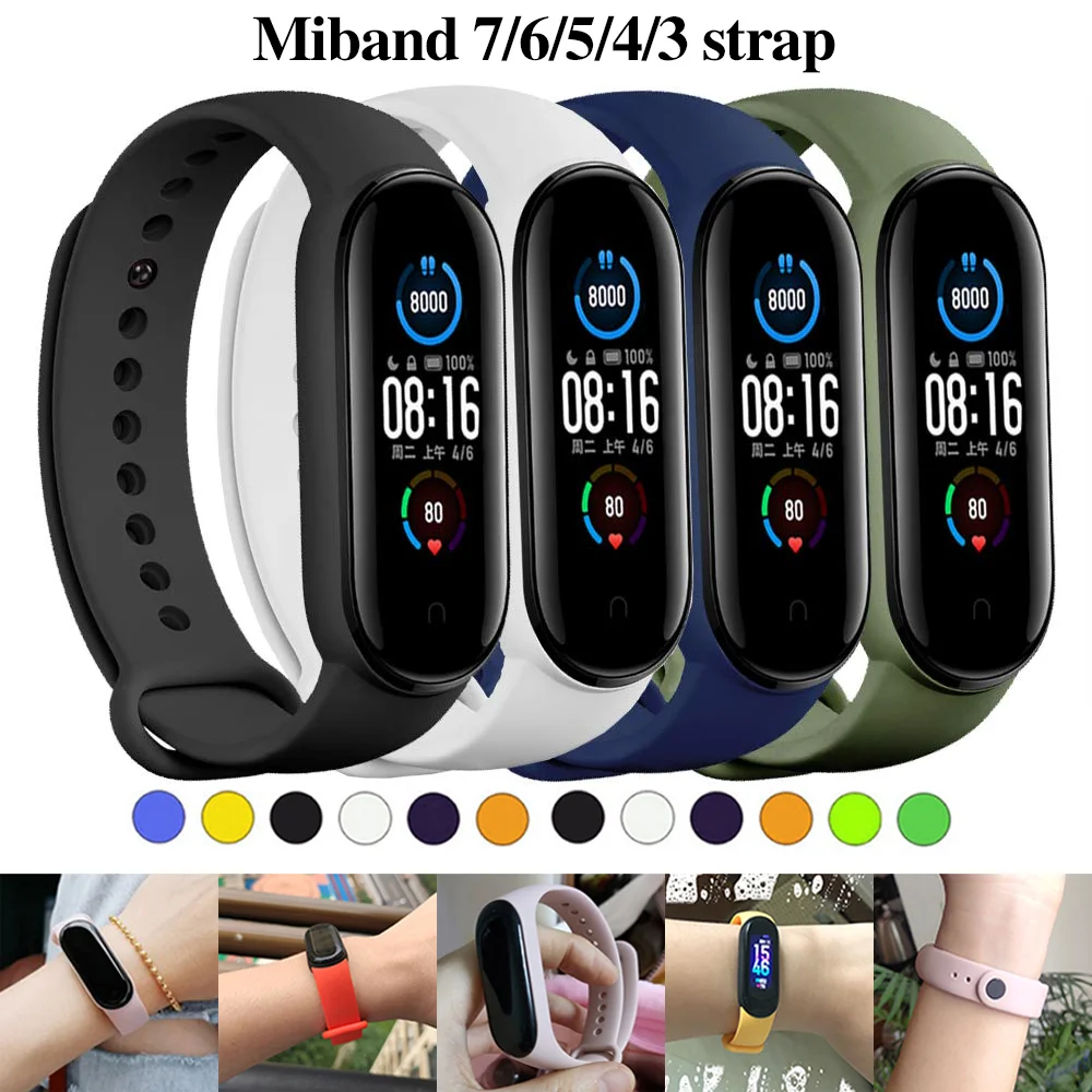 Sport Watchband for Xiaomi Mi Band 6 bracelet wrist Miband 7 6 NFC Replacement pulsera Silicone correa mi band 8 7 6 3 4 5 strap