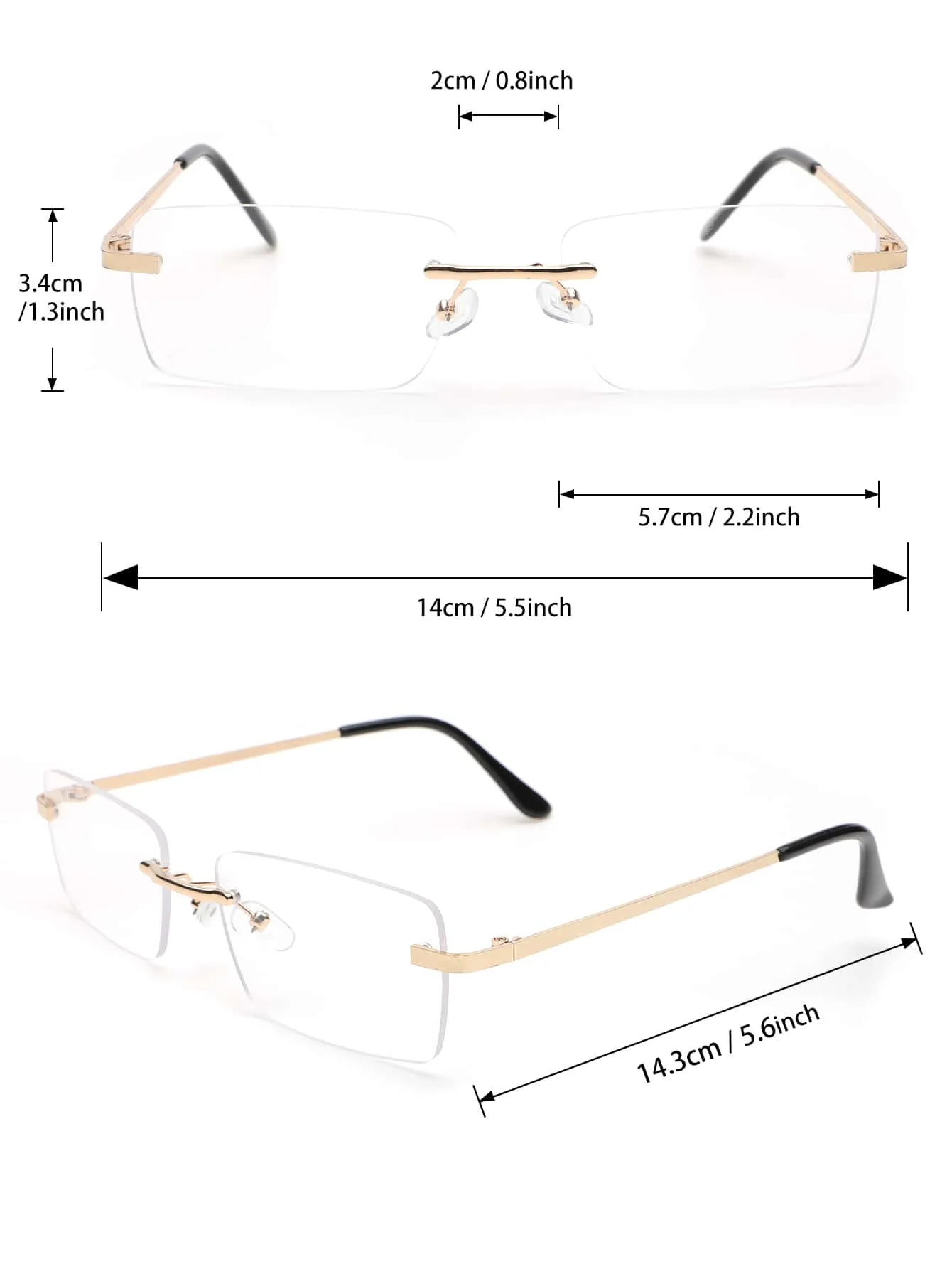 1PC Unisex Square Metal Rimless Fashion Anti-Blue Light Clear Glasses For Office Daily Reading