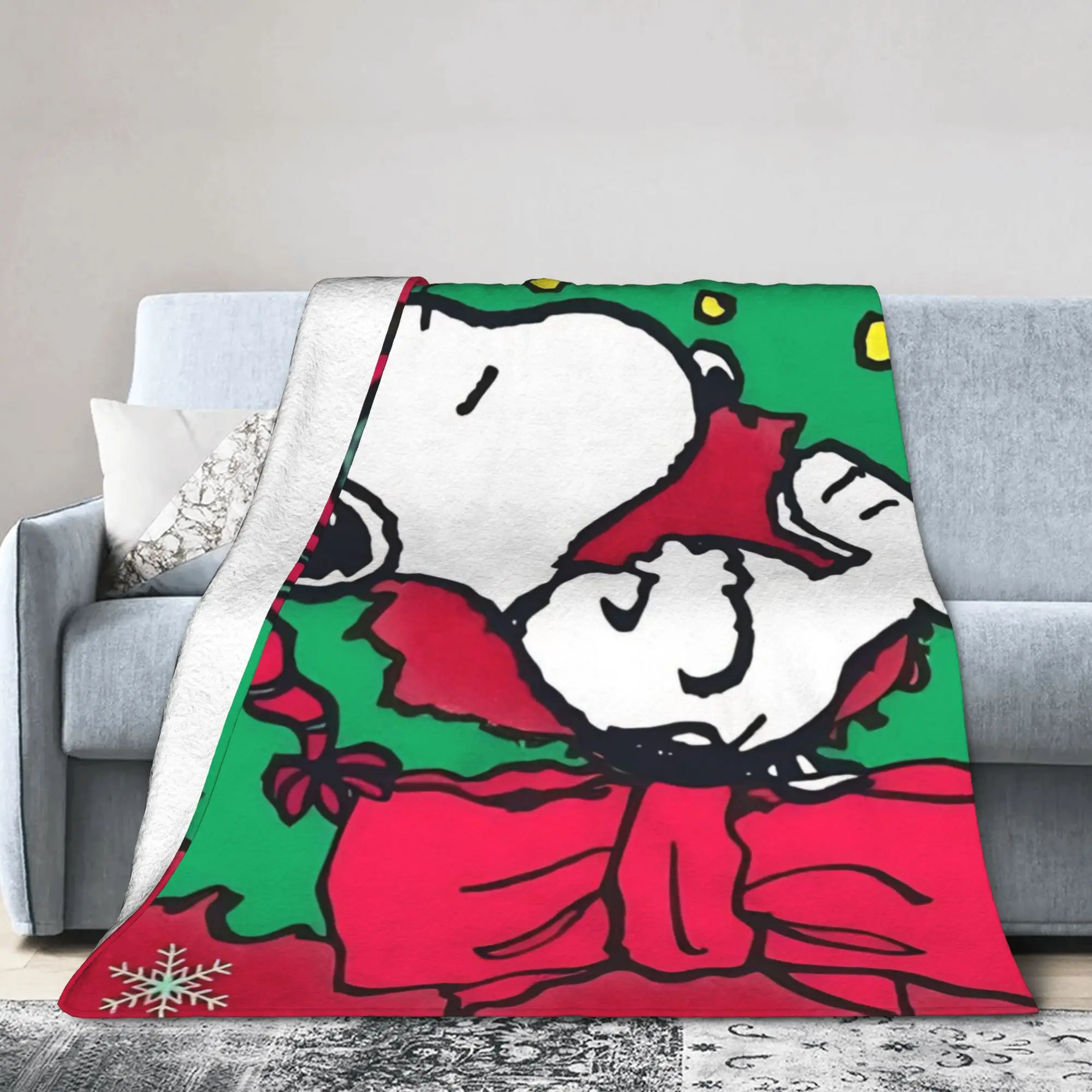 S-Snoopys Xmas Christmas Tree Blanket  Plush Novelty Soft Throw Blanket for Home Restaurant All Season