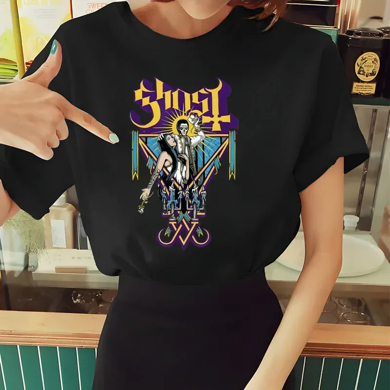 Women's Casual Printing Ghost Band Heavy Metal Music Band Prevalent T-shirt High-fashioned Short-sleeved Women T-shirt