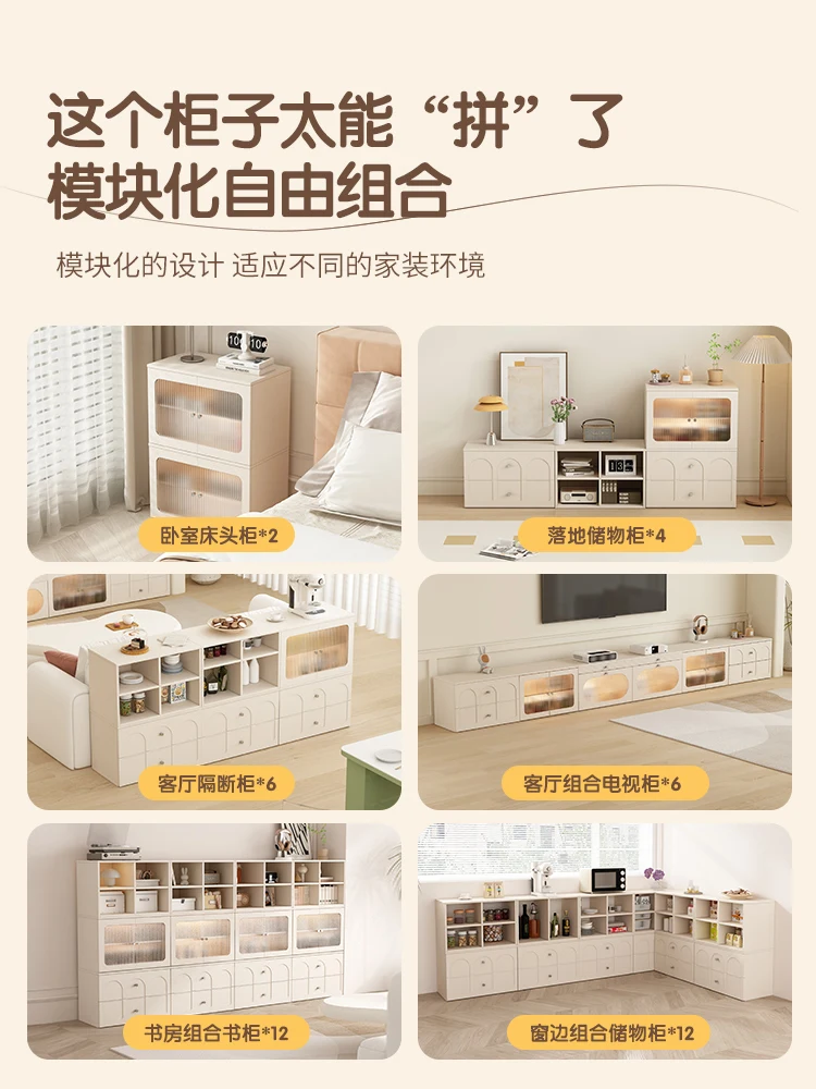 French style free combination dining cabinet, modern living room wall storage cabinet, tea cabinet, kitchen cabinet image 2
