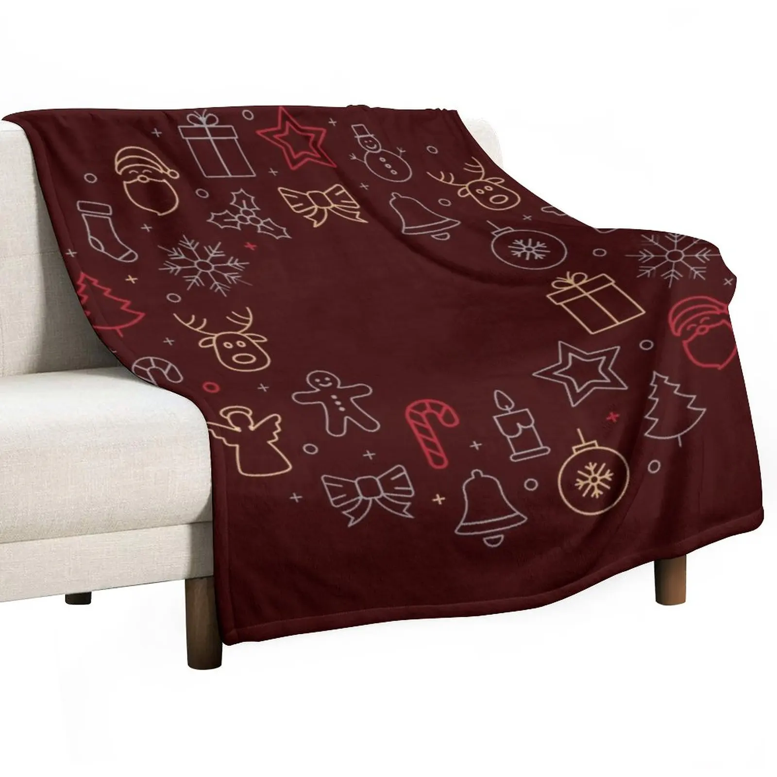 

Christmas - Red scandinavian ornaments Throw Blanket Bed linens Polar blanket Warm Blanket Multi-Purpose