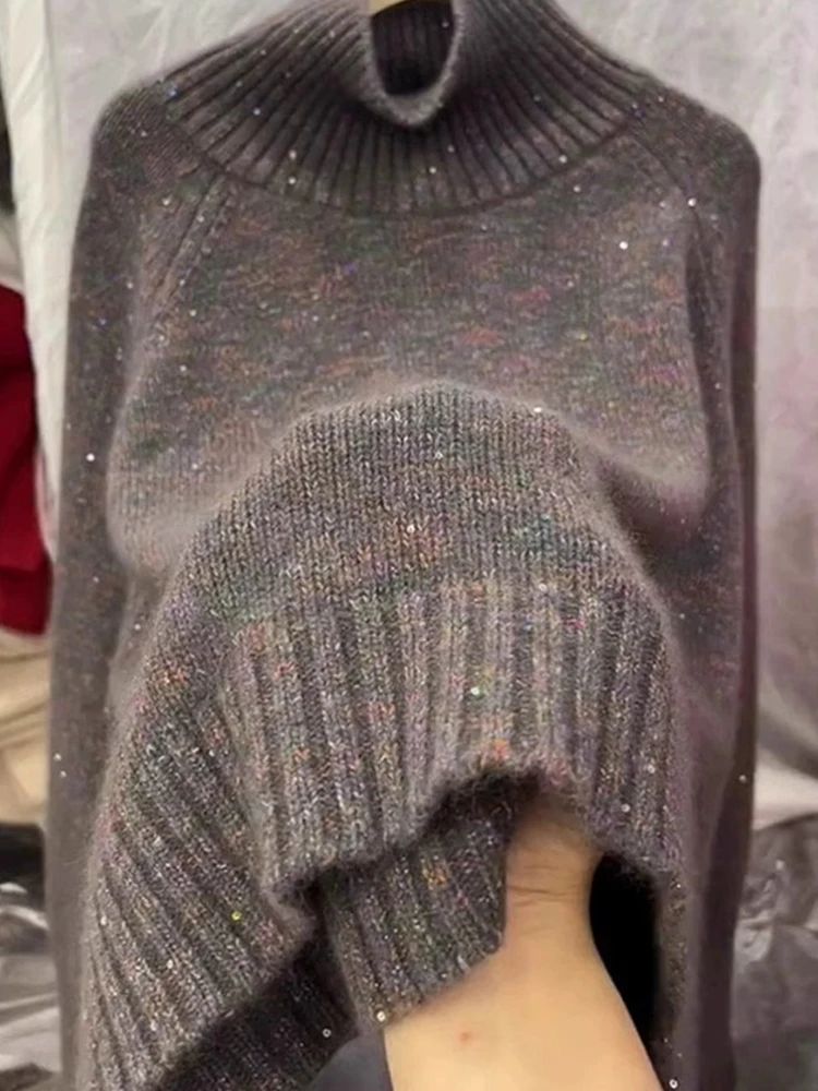 

Тяжелый вязаный свитер Camere High Ne, удобный винтажный зимний модный шерстяной пуловер простого дизайна, топ