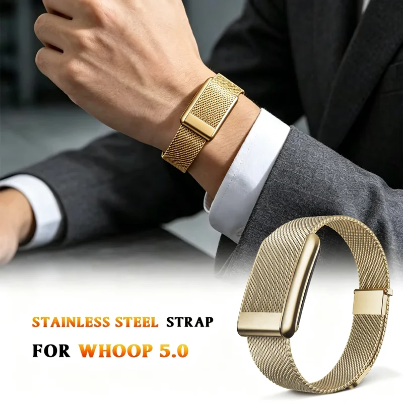 Magnetic Clasp Milanese Band For Whoop 5.0 Meridian Band Protective Case Luxury Stainless Steel Adjustable Wristband Accessories