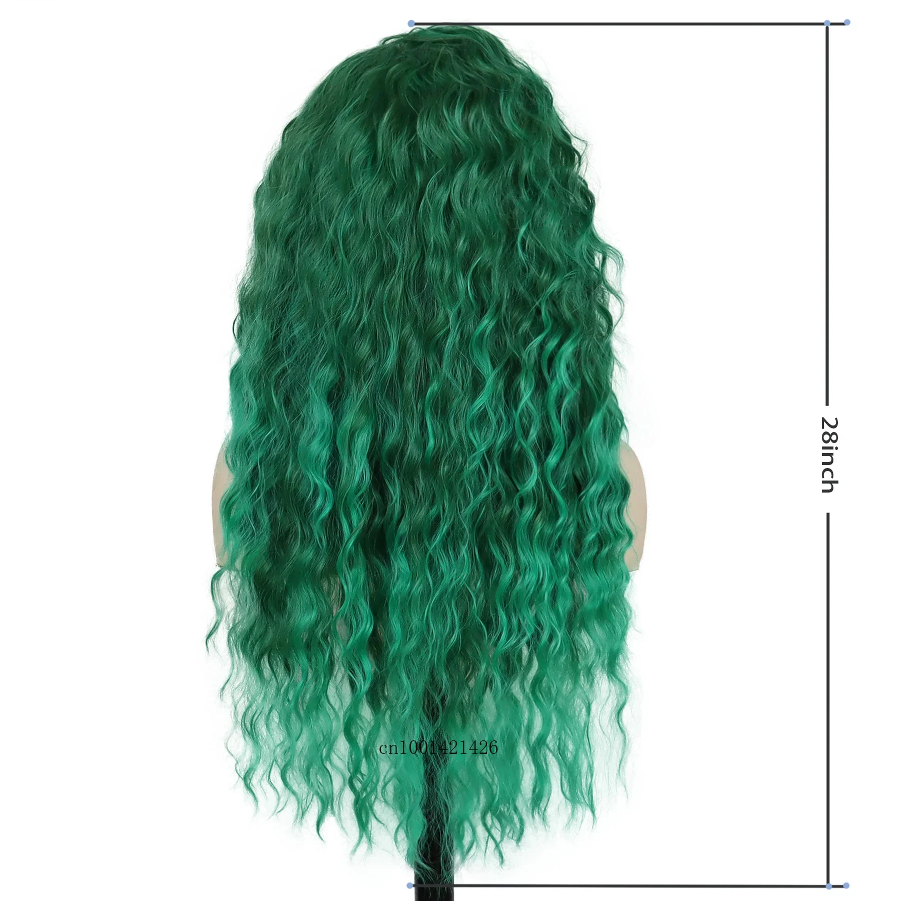 Green Wigs Costume for Women Synthetic Hair Long Curly Wig Natural Water Wave Hairstyles Thick Fluffy Hair Cosplay Wigs 28 Inch