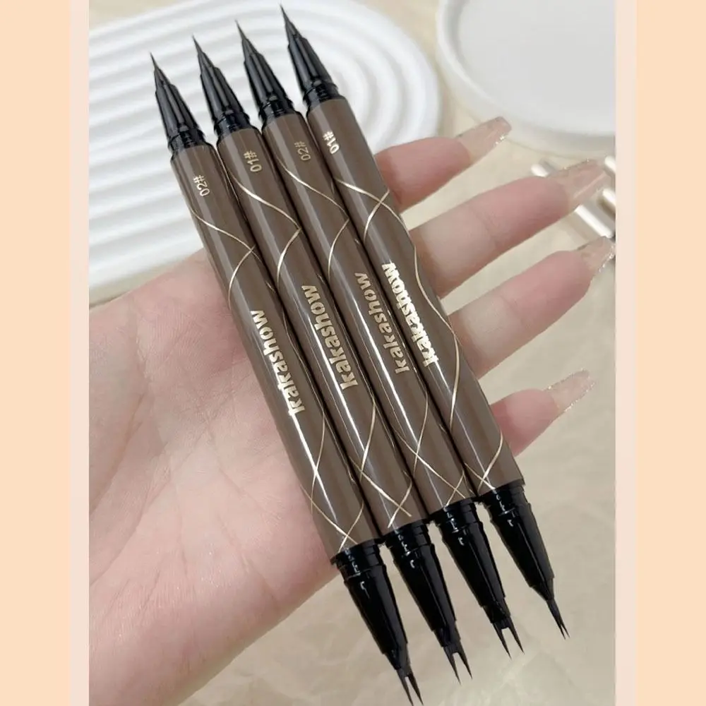 Eyeliner cakar ganda cepat kering, Eyeliner cair tahan lama tahan noda profesional Natural ujung Eyeliner ganda