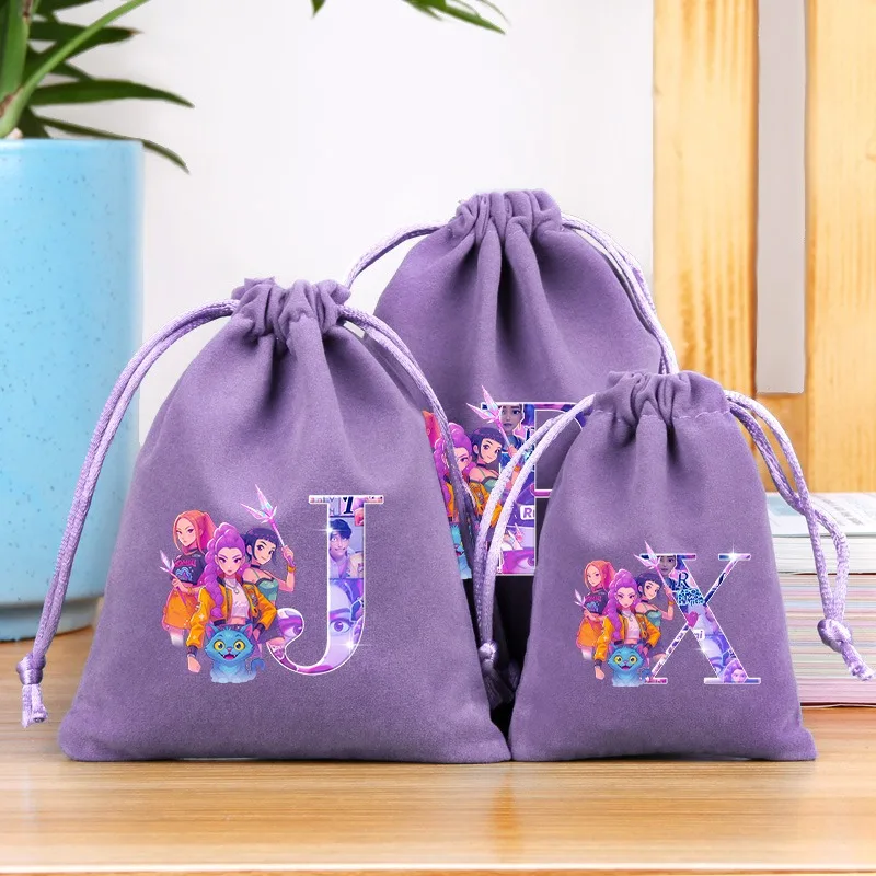 

KPop Demon Hunter Сумки на шнурке с рисунком аниме и буквенным принтом A-Z, мини-сумка, аксессуары, можно хранить, подарочная сумка для вечеринки