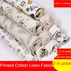 Cotton Linen Fabric Printed By 2 Meters for Tablecloth Curtains Decorative Diy Sofa Covers Sewing Plaid Geometric Pattern Cloth