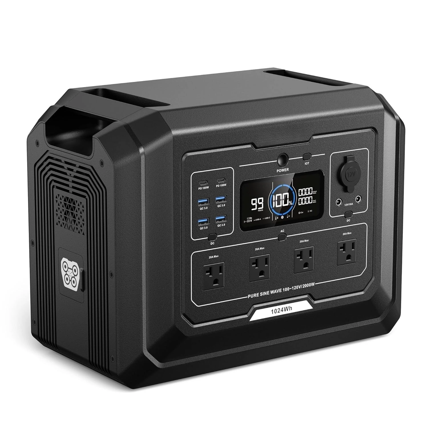 2000W 4500W Surge 1024Wh LiFePO4 Expandable 5kWh UPS Portable Power Station for Home Camping Road Trip, Custom
