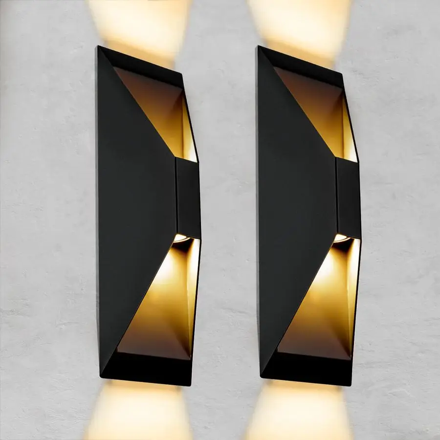 

Modern Outdoor Wall Light 2 Packs, LED Up Down Wall Light, 15 Inch Modern Outdoor Wall Sconces Black with 3000K 1000 Lumen, Wate