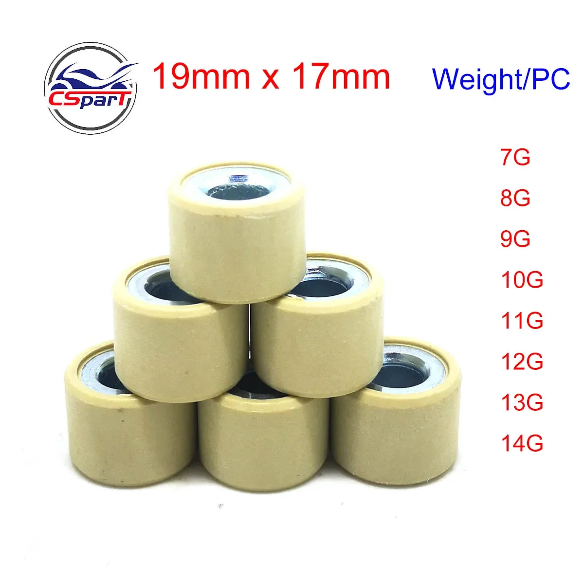 19x17  Variator Roller Weight Slider For Piaggo FLY125 RA1 Vespa Aprilia Benelli Derbi Gilera 125CC 150CC Scooter Motorcycle