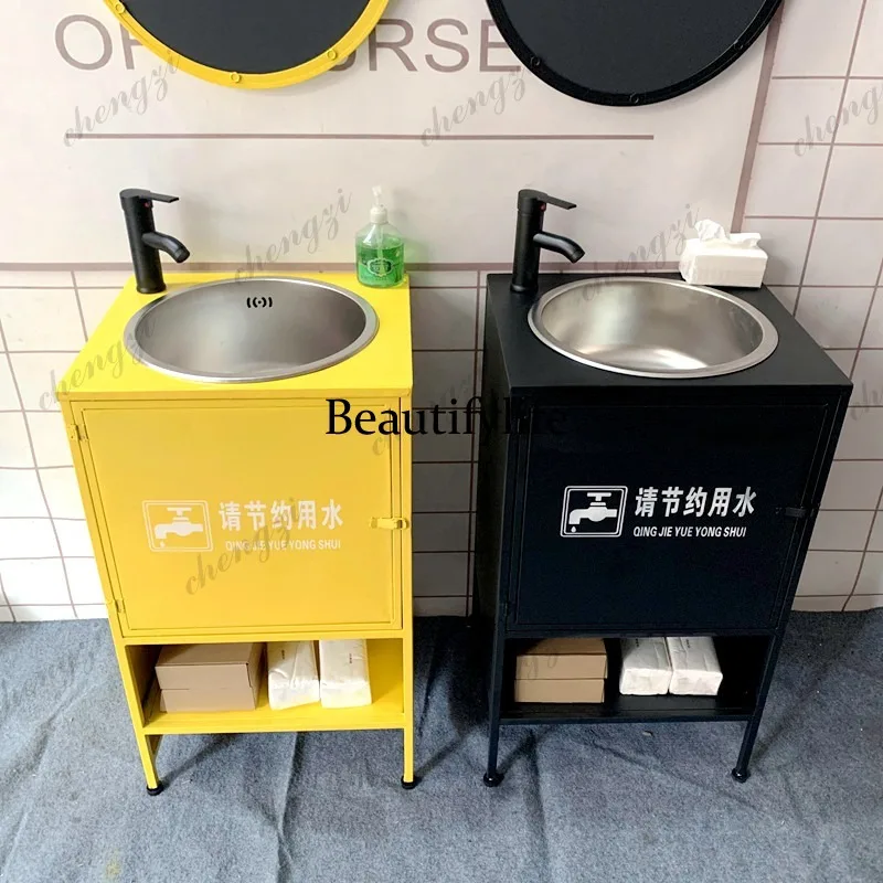 A114 Industrial Style Creative Washbasin Bar-Dining Integrated Washbasin Vintage Wrought Iron Column-style Washbasin Cabinet Set