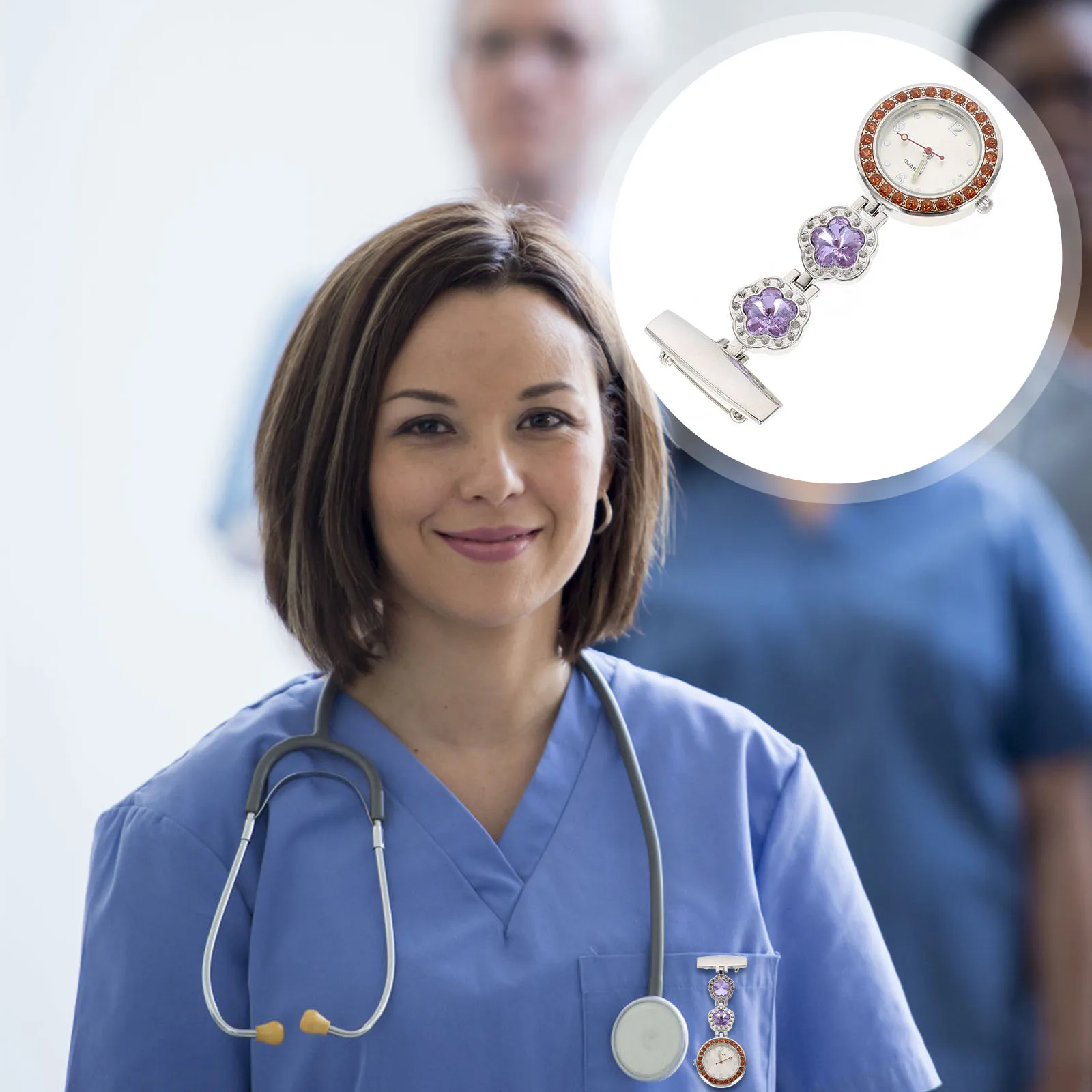 Pocket Watch Women Chest Hanging Student Nurses Birthday Gift Alloy Portable Watches Decorative Clip On Design Durable Safe