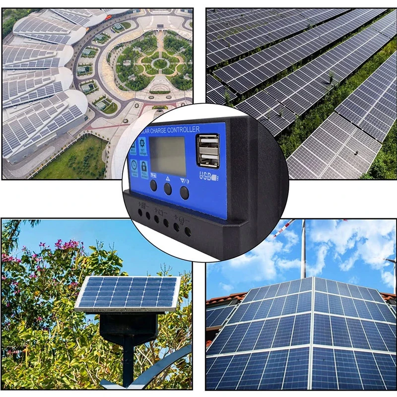 60A Solar Charge Controller 12V/24V Auto 48V 1560W Max Input LCD Display Customizable Settings for Battery Protection