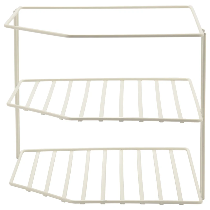 3-Tier Kitchen Corner Shelf Rack-Metal Frame-Rust Resistant Finish-Cups, Dishes, Cabinet & Pantry Organization-Kitchen (9 X 8 In