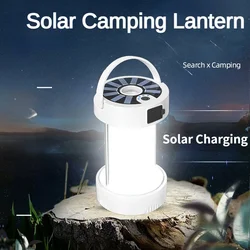 Lanterna de acampamento solar recarregável, tipo C, luz de tenda, lanterna LED poderosa, luzes portáteis de trabalho de emergência ao ar livre, 350 lumens