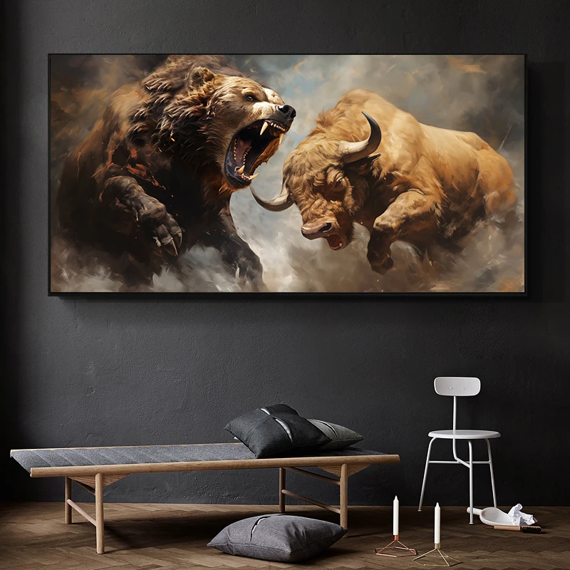 Bull and Bear Wall Art Canvas - огляд і ціна Home Decor Exchange