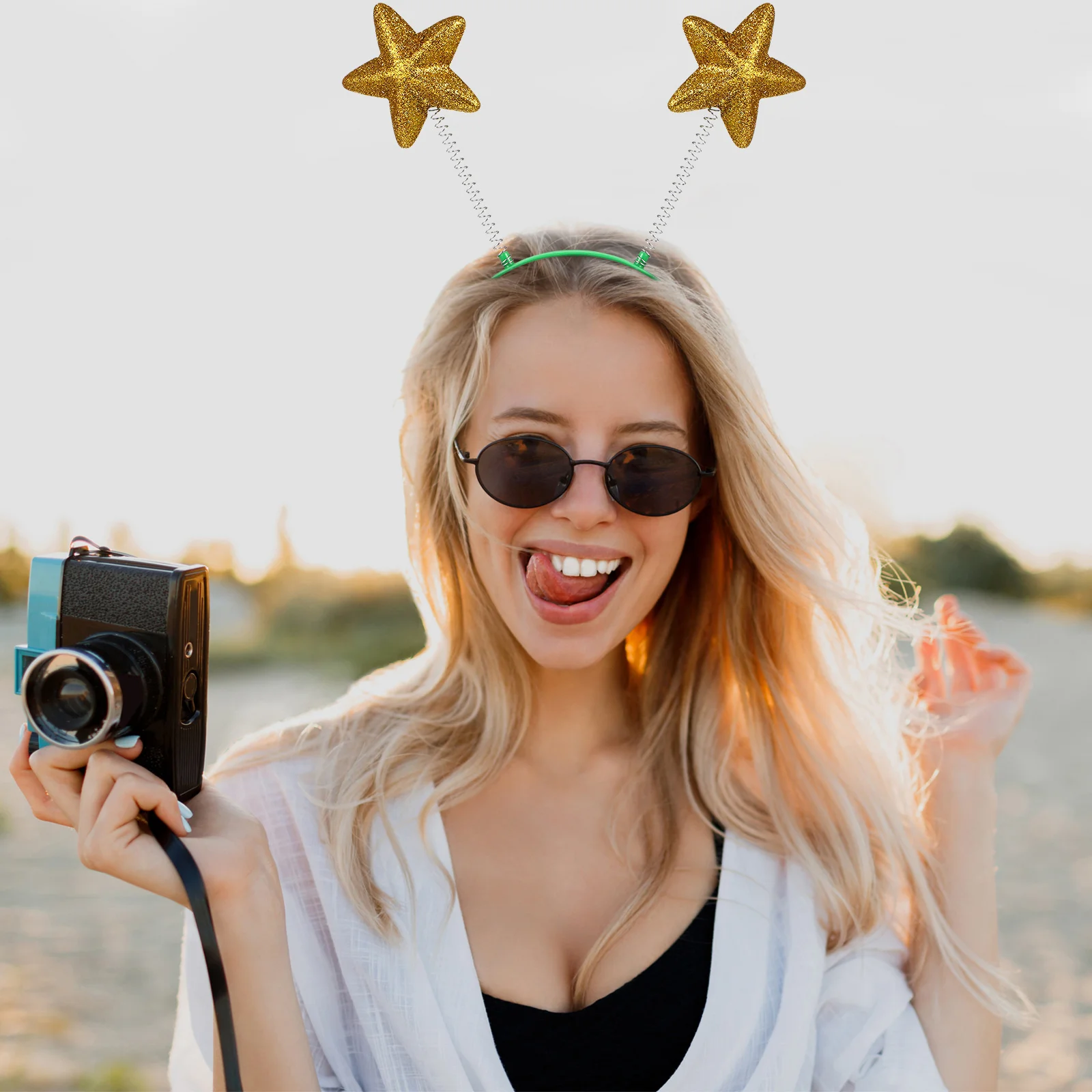 8 個スパンコール付きスターヘッドウェア五芒星ヘアフープガールズパーティーコスプレヘッドドレスプラスチックフォーム耐久性のあるヘアアクセサリー写真小道具