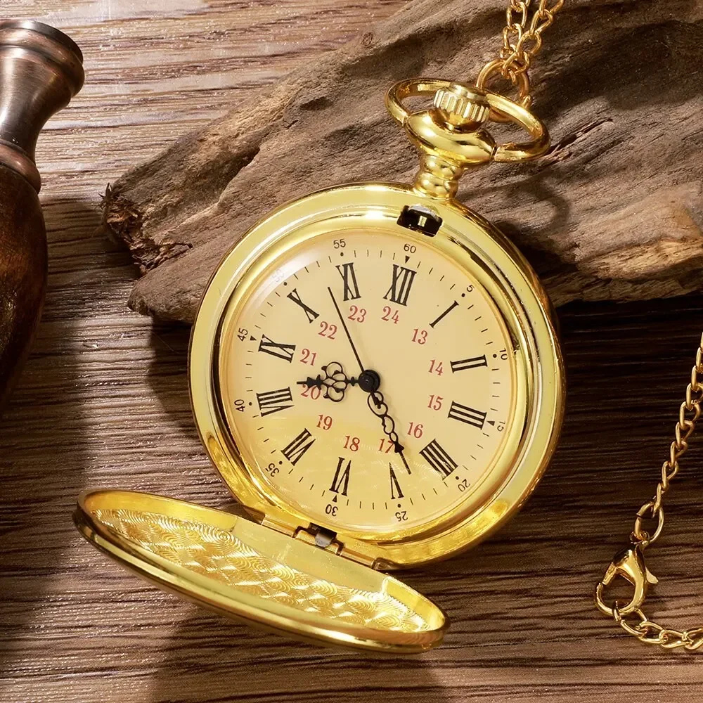 4 colors Antique Steampunk Vintage Roman Numerals Quartz Pocket Watch Multicolor Case Necklace Pendant Clock Chain Mens Women