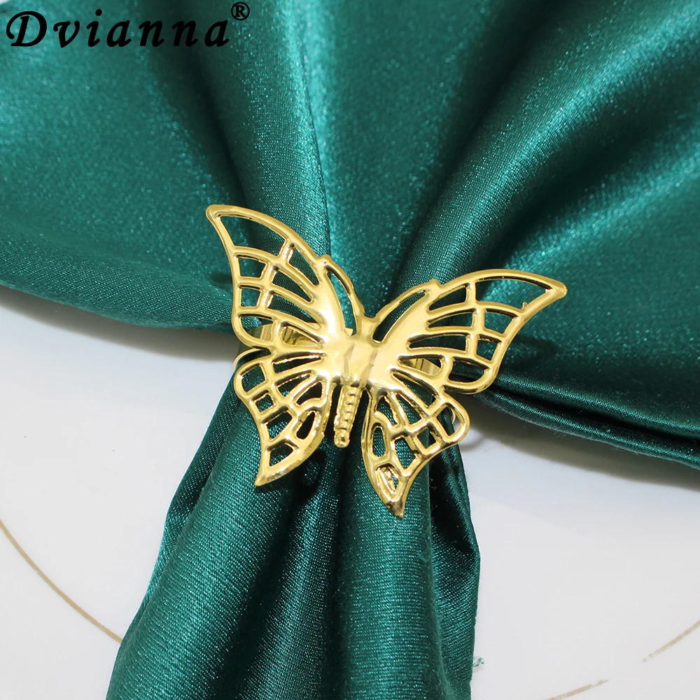 6Pcs Butterfly Napkin Rings Gold Napkin Rings Holders for Table Decor Wedding Anniversary Valentine's Day Party HWM99