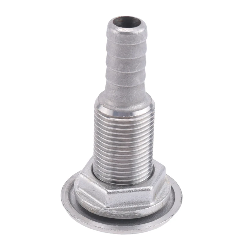 LICE-Marine Connector Hose Barb Stainless Steel Drain Pipe Tube Thru Hull Silver 316 Drain Joint Fitting For Boat Yacht 3/8