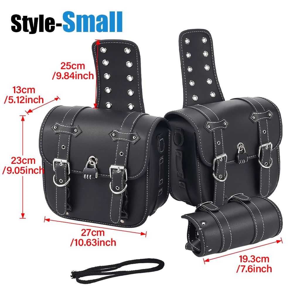 Bolsa Universal para SILLÍN de motocicleta, bolsa lateral impermeable, bolsa de conductor totalmente envuelta, bolsa de almacenamiento con forro Oxford grueso, Retro modificado