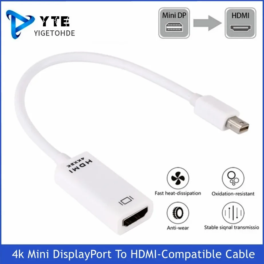 

YIGETOHDE Mini DisplayPort To HDMI-Compatible Cable 4k TV Projector DP 1.4 Display Port Converter For PC Apple Macbook Air Pro