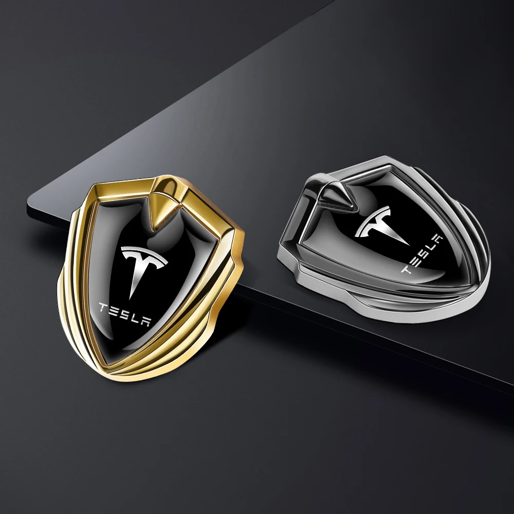 1pcs 3D Metal Car Decoration Sticker Auto  Shield Badge Decals For Tesla Model 3 Model S Model X  Coil Mod WYE Roadster Invader