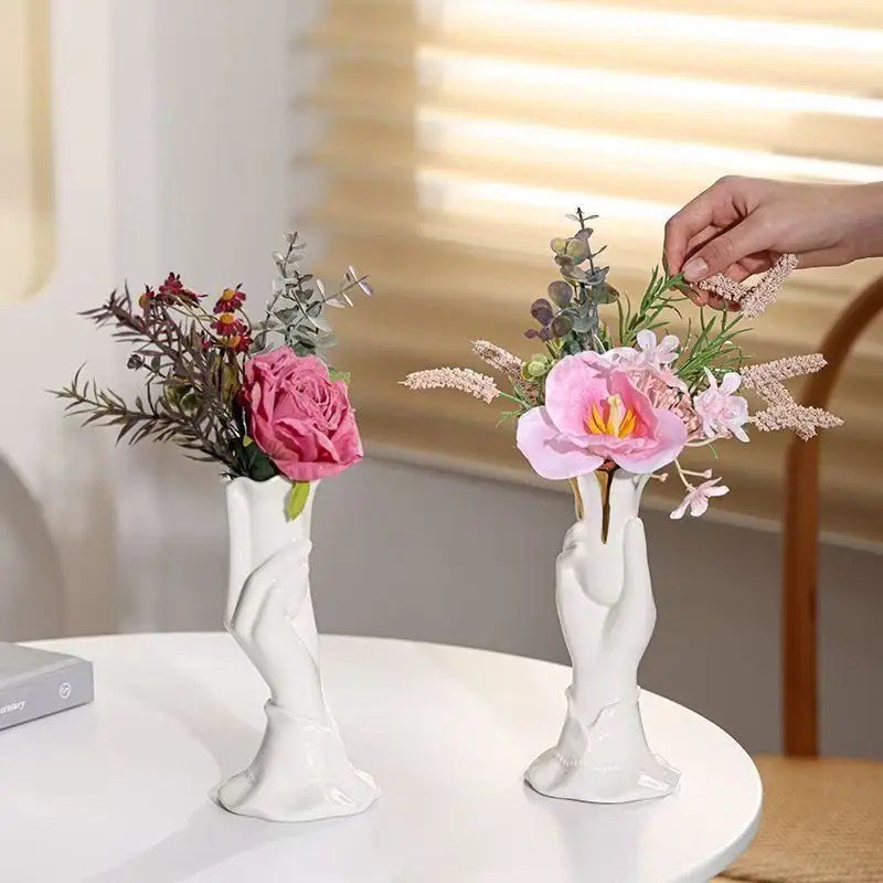 European Vase Narrow Mouth Small Diameter Ceramic Vase Artwork Ornament Living Room Bedroom Entrance Flower Ware