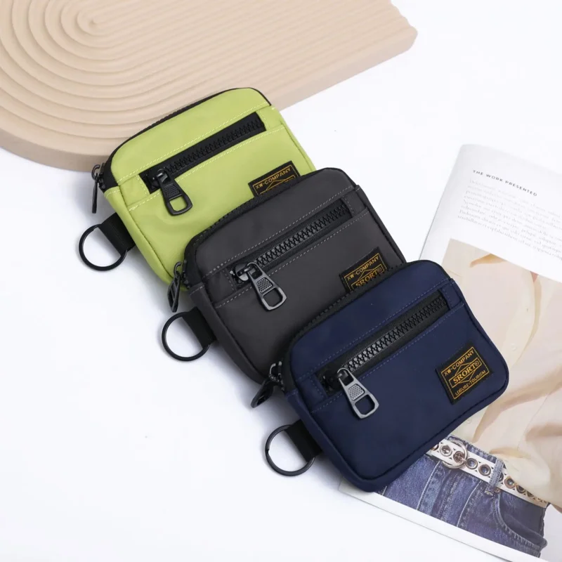 Trendy Oxford Cloth Coin Purse Unisex Portable Small Card Bag Workwear Style Casual Multifunctional