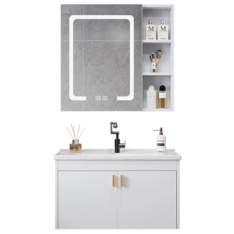 Bathroom Mirror Modern Smart Nordic Luxury Intensification Aluminum Bathroom Vanity Combo Ceramic Basin Furniture Ванной