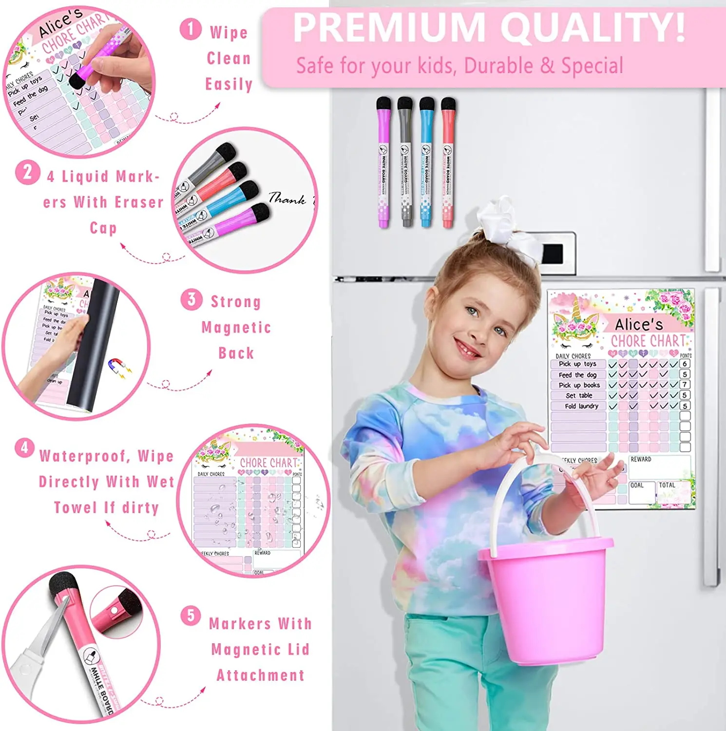 New Magnetic Unicorn Kids Chore Chart  Child Note Board Dinosaur  Refrigerator Stickers Reusable Memo Checklist Home Schedule