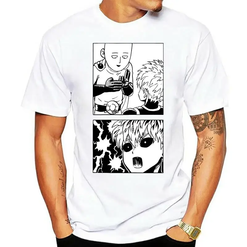 One Punch Man Saitama And Genos Manga White T-Shirt Fubuki Caped Baldy S-6XL(1)