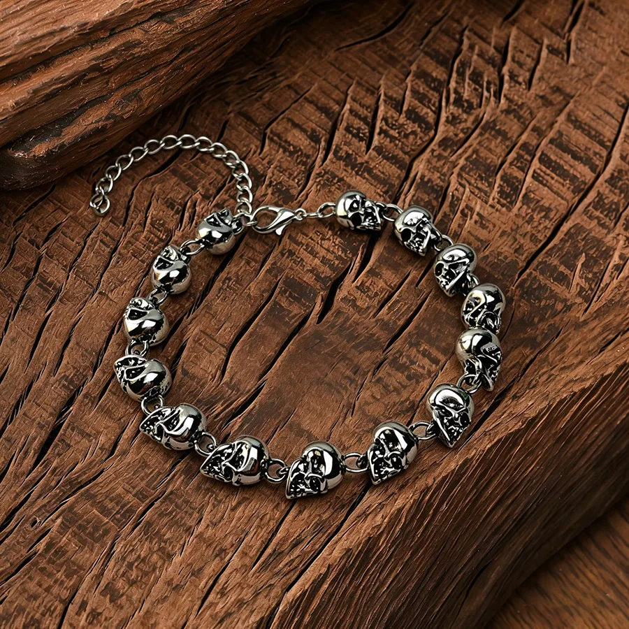 

European American Punk Style Men Bracelet Retro Skull Metal Bracelets Creative Personality Trendy domineering Hand Jewelry