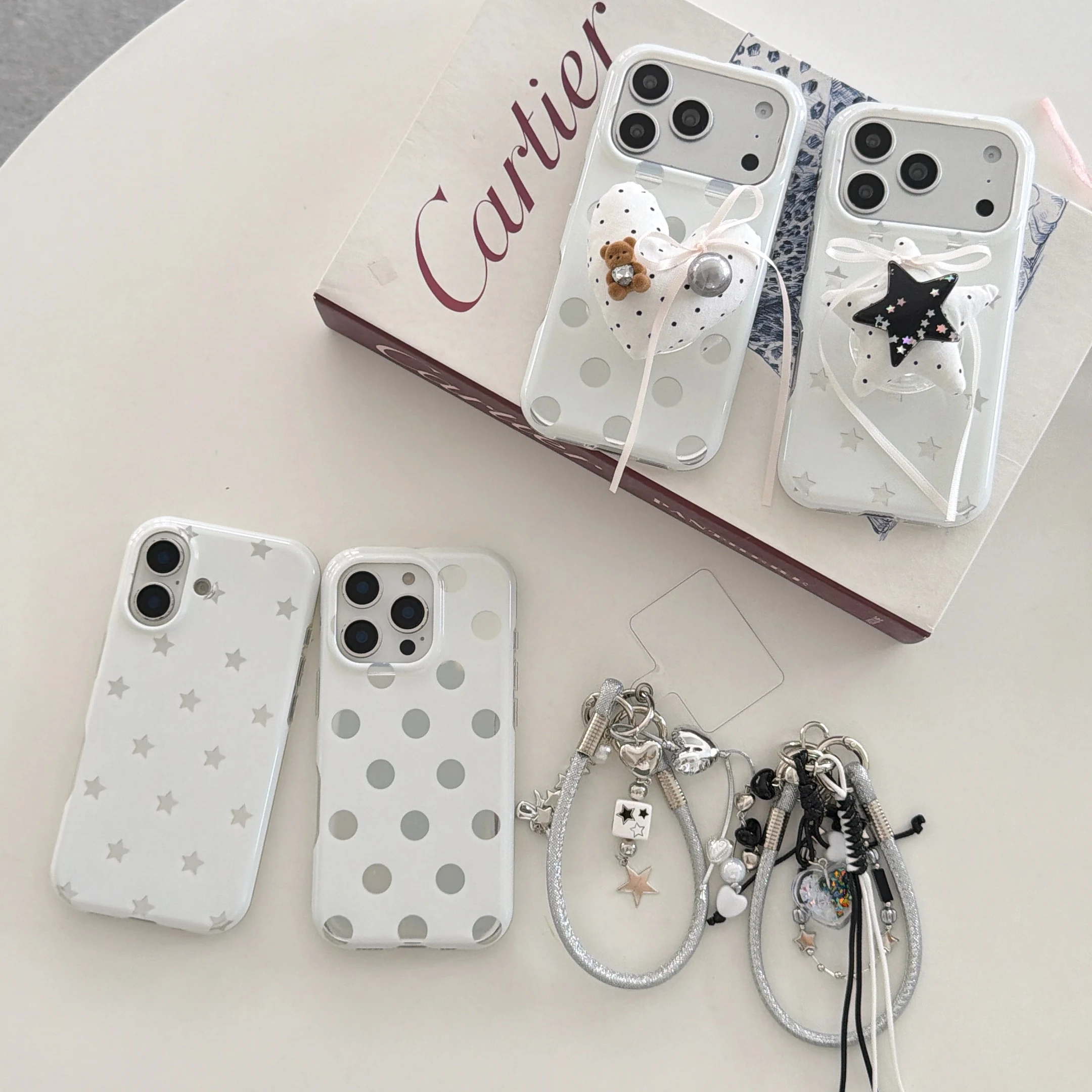 

Korean Ins 3D Heart Star Case For iPhone 15 16 17 Pro Max Cute With Ribbon Bear Shockproof Cover For Girls