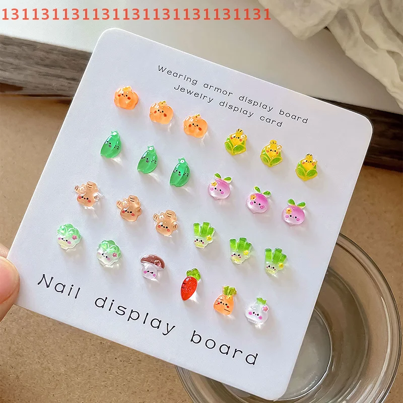 20 قطعة ديكور كرتوني صغير لطيف مسمار السحر الملفوف الذرة مسمار الفن اكسسوارات الجليد شفافة الخضار الراتنج مسمار الراين #4