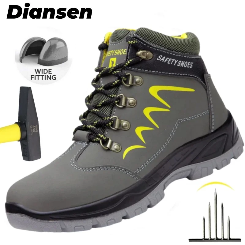 

Мужская защитная обувь со стальным носком для походов, противопрокольные, противоскользящие, нескользящие, промышленные рабочие ботинки, уличная рабочая обувь для мужчин