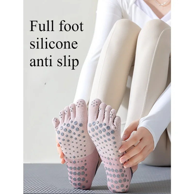 전문 피트니스 미끄럼 방지 요가 필라테스 양말, 얇고 땀 흡수, 발가락 가방 스포츠 양말, 다섯 손가락 양말