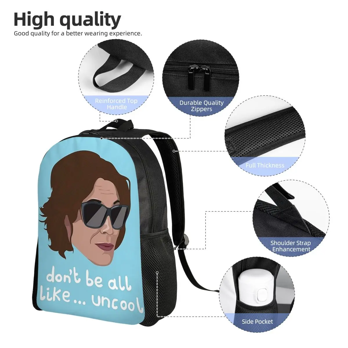 Luann - Real Housewives Rhony Don't Be All Like Uncool Mochila para estudiantes Mochila escolar Mochila de viaje para senderismo Mochila Bolsos de hombro