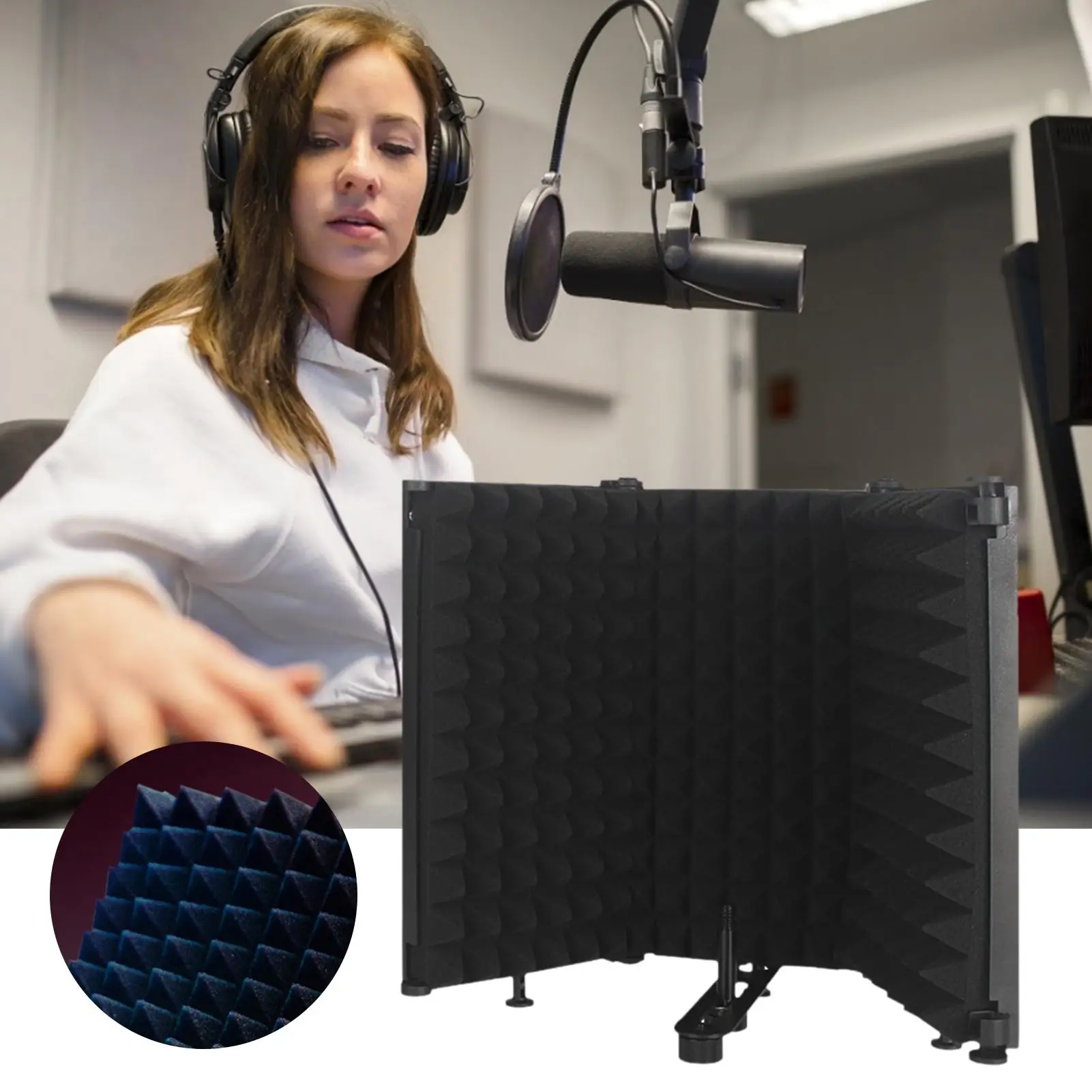 Mic Sound Absorbing Foam Reflector Wind Screen Filter Portable Flexible for Any Condenser Microphone Recording Equipment Studio