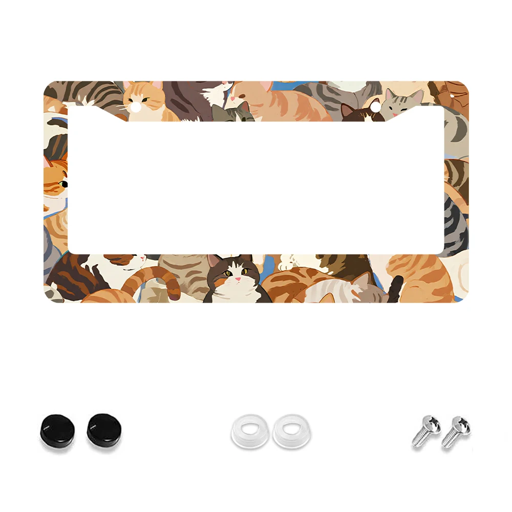 

1 шт., рама номерного знака с разноцветным рисунком кота, 2 отверстия, алюминиевый материал, 6x12 дюймов, с комплектом винтов, забавный мультяшный декор для автомобиля