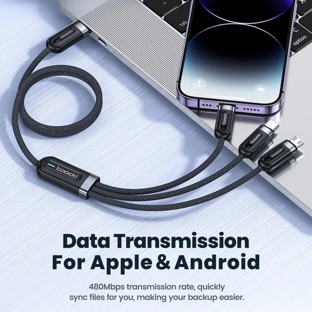 Toocki 6A 3in1 Fast Charging Cable USB Type C Type-C Mobile Phone Cable for iPhone X Xiaomi Oneplus Realme Poco USB Micro Cables image 6